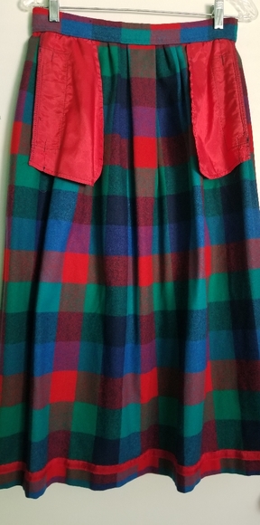 Vintage Pendleton plaid check bright wool skirt - Picture 4 of 6